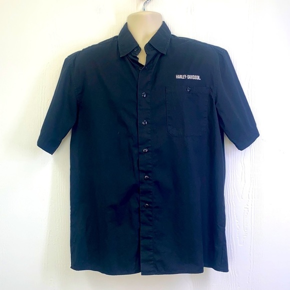 Harley Davidson - Black Short Sleeve Polo With Harley Davidson Above Pocket Med - Picture 1 of 12